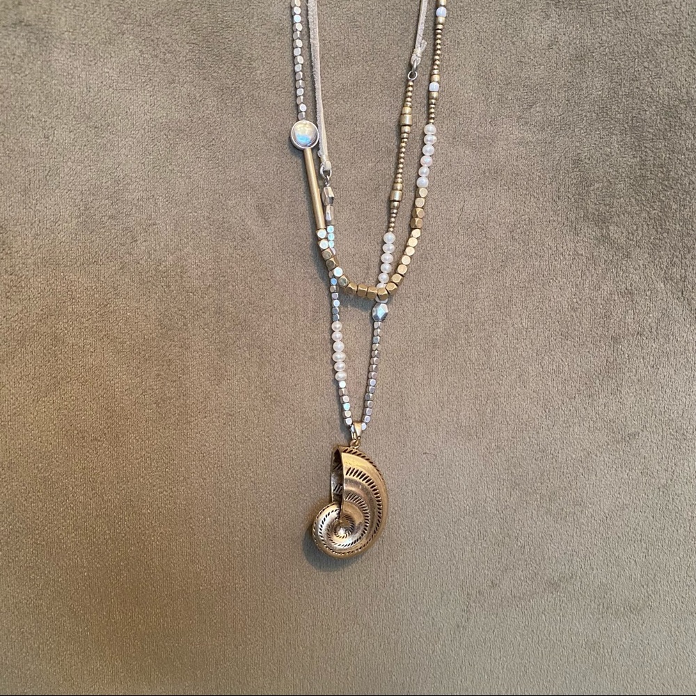 Lucky Brand Mixed Metal Conch Seashell Multistrand Necklace